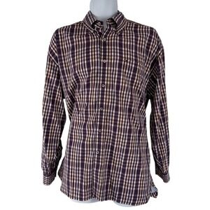 Tommy‎ Hilfiger Button Down Shirt Men XL Purple Plaid Long Sleeve Cotton